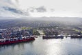 aerial view of the port of Santos in SÃÂ£o Paulo, Brazil Royalty Free Stock Photo