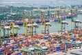 Aerial view of the port of Singapore