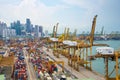 Aerial view of the port of Singapore,