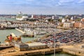 Aerial view of The Port of Southampton with Quay Marina and Boats, United Kingdom