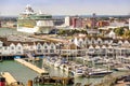 Aerial view of The Port of Southampton with Quay Marina and Boats, United Kingdom