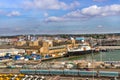 Aerial view of The Port of Southampton with Quay Marina and Boats, United Kingdom