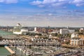 Aerial view of The Port of Southampton with Quay Marina and Boats, United Kingdom