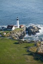 Aerial view of Portland Head Lighthouse, Cape Elizabeth, Maine Royalty Free Stock Photo