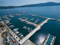 Aerial view of Porto Montenegro. Tivat city.