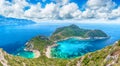 Aerial view of Porto Timoni, Afionas region, Corfu