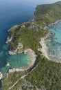 Aerial view of Porto Timoni beach, Corfu island, Greece. Royalty Free Stock Photo