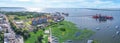 Aerial view of the portuary zone of Santarem Royalty Free Stock Photo
