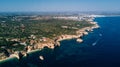 Aerial view of Portugal coast from above. Summer vocation in Portigal.