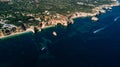 Aerial view of Portugal coast from above. Summer vocation in Portigal.