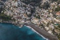 Aerial view of Positano with colourful rooftop along the Amalfi coast, Salerno, Italy