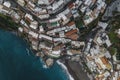 Aerial view of Positano with colourful rooftop along the Amalfi coast, Salerno, Italy