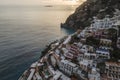 Aerial view of Positano with colourful rooftop along the Amalfi coast, Salerno, Italy