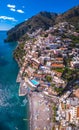 Aerial view of Positano photo, beautiful Mediterranean village on Amalfi Coast Costiera Amalfitana, best place in Italy, travel Royalty Free Stock Photo