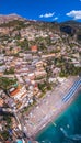 Aerial view of Positano photo, beautiful Mediterranean village on Amalfi Coast Costiera Amalfitana, best place in Italy, travel Royalty Free Stock Photo