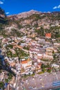 Aerial view of Positano photo, beautiful Mediterranean village on Amalfi Coast Costiera Amalfitana, best place in Italy, travel Royalty Free Stock Photo
