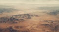 Aerial View Of Post-apocalyptic Desert Plateau In Muted Tones