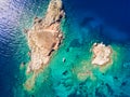 Aerial view of Pothitos Island in the Saronic Gulf close to Athens Royalty Free Stock Photo