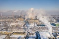Aerial view of power plant and coal storage. Photo captured with drone Royalty Free Stock Photo