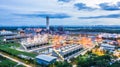 Aerial view power plant, Combined cycle power plant electricity