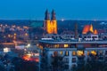 Aerial view of Poznan at sunset, Poland Royalty Free Stock Photo