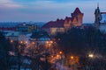 Aerial view of Poznan Royal Castle at sunset, Poland Royalty Free Stock Photo