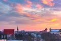 Aerial view of Poznan at sunset, Poland Royalty Free Stock Photo