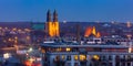 Aerial view of Poznan at sunset, Poland Royalty Free Stock Photo