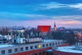 Aerial view of Poznan at sunset, Poland Royalty Free Stock Photo