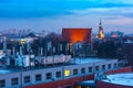 Aerial view of Poznan at sunset, Poland Royalty Free Stock Photo