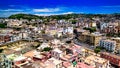 Aerial view of Pozzuoli port from a drone in summer season, Italy Royalty Free Stock Photo