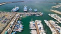 Aerial view of Pozzuoli port from a drone in summer season, Italy Royalty Free Stock Photo