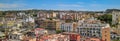 Aerial view of Pozzuoli port from a drone in summer season, Italy Royalty Free Stock Photo