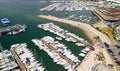Aerial view of Pozzuoli port from a drone in summer season, Italy Royalty Free Stock Photo