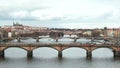 Aerial view of prague bridges