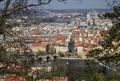 The aerial view of Prague City and Charles Bridge from Petrin Hill Royalty Free Stock Photo