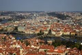 The aerial view of Prague City and Charles Bridge from Petrin Hill Royalty Free Stock Photo