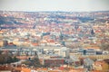 Aerial view of Prague from Zizkov television tower in sunny day in Prague, Czech Republic Royalty Free Stock Photo