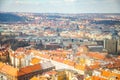 Aerial view of Prague from Zizkov television tower in sunny day in Prague, Czech Republic Royalty Free Stock Photo