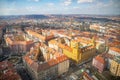 Aerial view of Prague from Zizkov television tower in sunny day in Prague, Czech Republic Royalty Free Stock Photo