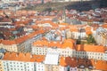 Aerial view of Prague from Zizkov television tower in sunny day in Prague, Czech Republic Royalty Free Stock Photo