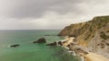 Aerial view of Praia da Adraga is a North Atlantic beach in Portugal, Almocageme, Sintra.