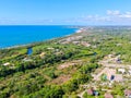 Aerial view of Praia do Forte, Bahia, Brazil coastline and tropical forest Royalty Free Stock Photo