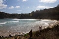 Aerial view of Praia do Meio beach in Fernando de Noronha archipelago, Pernambuco, Brazil Royalty Free Stock Photo