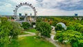 Aerial view of Prater amusement park and Vienna cityscape, Austria Royalty Free Stock Photo