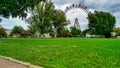 Aerial view of Prater amusement park and Vienna cityscape, Austria Royalty Free Stock Photo