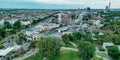 Aerial view of Prater amusement park and Vienna cityscape, Austria Royalty Free Stock Photo
