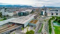 Aerial view of Prater amusement park and Vienna cityscape, Austria Royalty Free Stock Photo