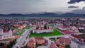 Aerial view of Prejmer fortified Church, located in Brasov county, Romania. Royalty Free Stock Photo