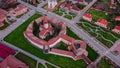 Aerial view of Prejmer fortified Church, located in Brasov county, Romania. Royalty Free Stock Photo